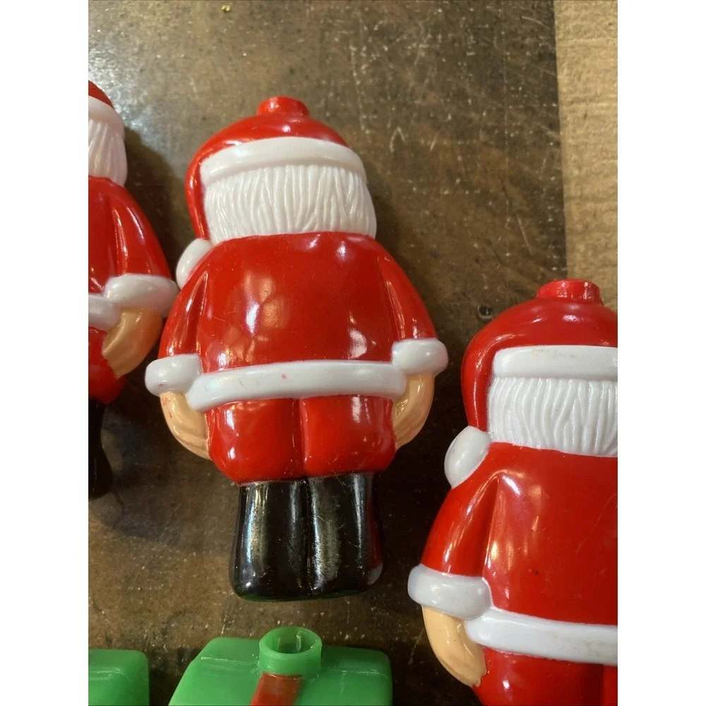4 Blow Mold Santa Claus & 2 Gift String Light Bulb Covers Christmas ~ Parts Only